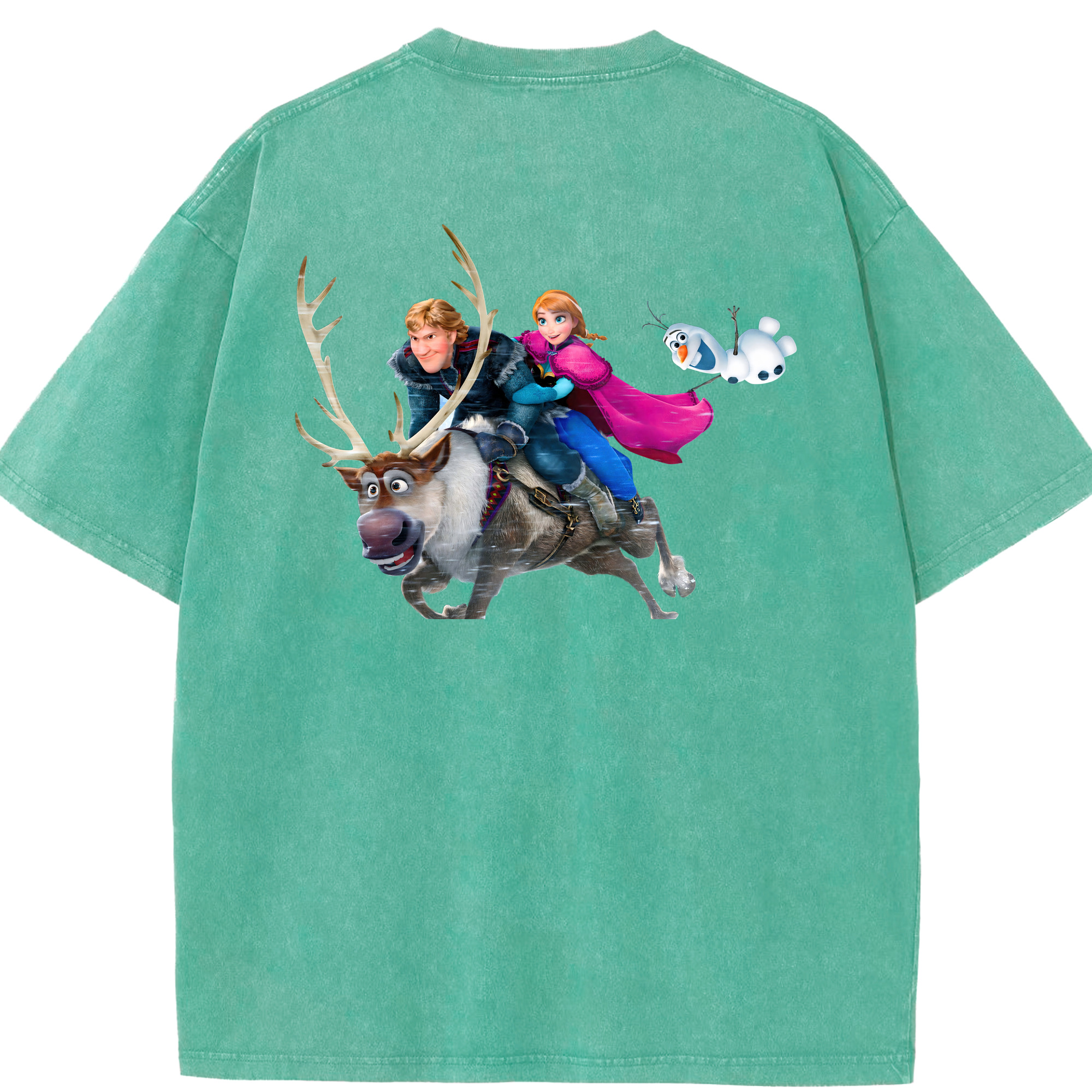 （画像用） アナと雪の女王 アンナ エルサ Frozen Anna Elsa 綿100% ヴィンテージ風 半袖Tシャツ（背面プリント）